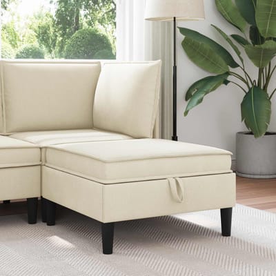 vidaXL - Sofa - Kruk - met - Opbergruimte - Crèmekleurig - Fluweel