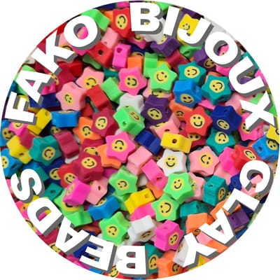 Fako Bijoux - 100 Klei Kralen Sterretjes Smiley / Emoji - Polymeer Kralen - Figuurkralen - Kleikralen - 10mm - 100 Stuks