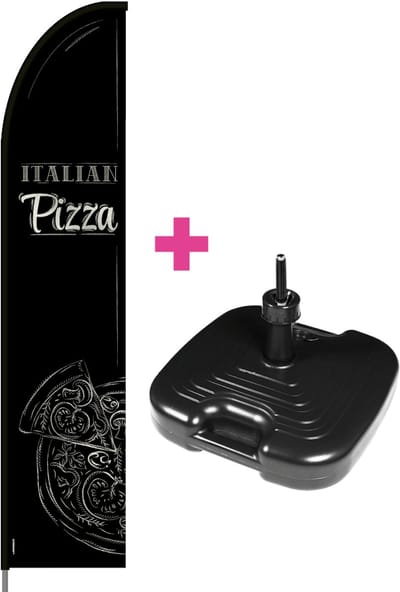 Beachflag - Pizza #2 - Vlag + Parasolvoet + Rotator + Hengelsysteem + Draagtas - Actievlag.nl