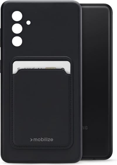 Mobilize Rubber Gelly Card Telefoonhoesje geschikt voor Samsung Galaxy A04s/A13 5G Hoesje Flexibel TPU Backcover met Pasjeshouder - Matt Black