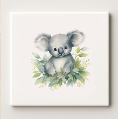 Schattige Koala Wandtegel 15x15cm – Lief Waterverf Dierontwerp – Kinderkamer & Babykamer Decoratie – Keramisch Kunstcadeau