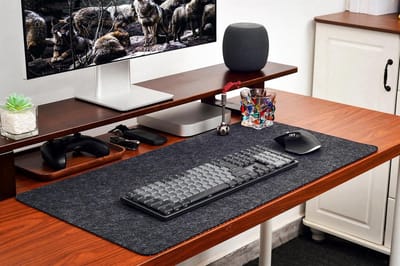 Famanu – Premium vilten bureauonderlegger - 90 x 40 cm - antislip muismat XXL voor gaming/schrijven - organizer voor kantoor - waterdicht en krasbestendig - zwart