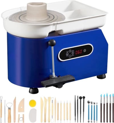 Luxe Pottenbakkersschijf Set – Boetseerschijf – Draaischijf Pottenbakker – Keramiek – Digitaal Display – Voetpedaal Regeling – Complete Set – Oranje