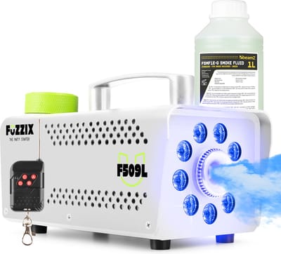 Witte Party Rookmachine - Fuzzix F509LW - Met lichteffecten en 1L rookvloeistof - Inclusief draadloze afstandsbediening