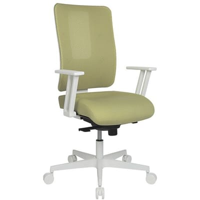 Topstar bureaustoel Sitness Life 50, met armleuningen, 3D-synchroonmechanisme, holle zit, netrugleuning, mosterd groen/wit