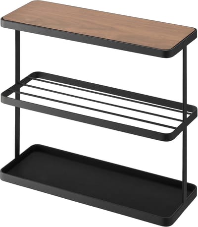 Yamazaki 6707 TOWER Side Table, black, Steel/Wood, 48 x 18 x 44 cm