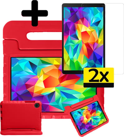 Hoes - Geschikt voor Samsung Galaxy Tab A 10.1 (2019) - Met 2x Screenprotector - Kinderhoes Shockproof Bumper - Kidsproof Case - Tablet Hoesje - Kinder Cover - Rood