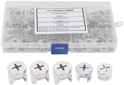 Dailygoods- Cam Lock Set - 75 Stuks - Excentrische Wielmoer - Connectorbevestiging - Meubel Fittings - Hoogwaardige Kwaliteit - Verbeterde Werkefficiëntie - Meubelbeslag