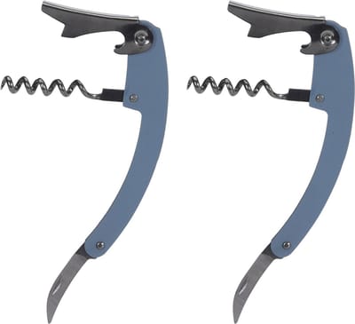 Excellent Houseware flesopener/kurkentrekker - 2x - kelnersmes - blauw