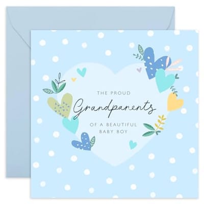 Welkom Thuis Kaart Geboorte van een Babyjongen - Groeten voor Oma en Opa