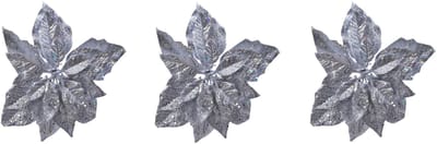 Kerstboomversiering Kerstster - 6x - 23 cm - zilver glitter - op clip - ornament - ster