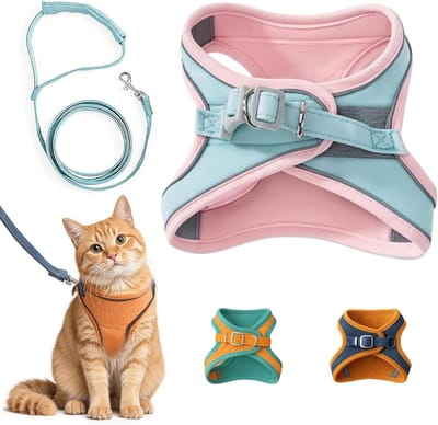 Ulisem - Kattentuigje en -lijn - ontsnappingsbestendig kattentuigje - zachte, verstelbare, ademende en comfortabele kattenlijn - gemakkelijk te dragen - makkelijke wandellijn voor kleine en middelgrote katten en kittens - groen - S