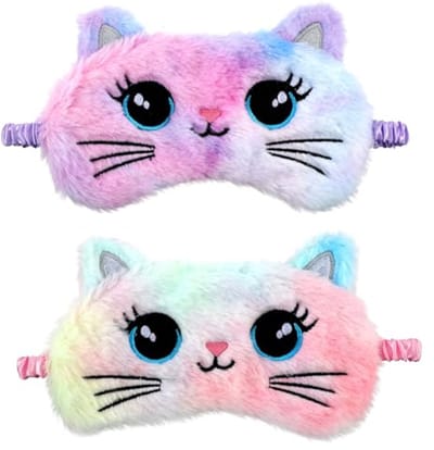 Zacht Slaapmasker Set voor Kinderen - 2 Schattige Dieren Designs - Ideaal voor Reizen, Dutjes en Feestjes