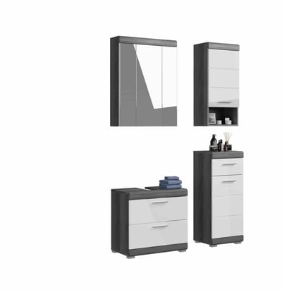 Scout badkamercombinatie wit hoogglans MDF TZ rookzilver NB - 37x112x191cm