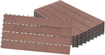 Houten Terrastegels - Composiet Vloerdelen - Buiten Terras - Eenvoudig Kliksysteem - 30x60cm 18 Stuks - Bruin