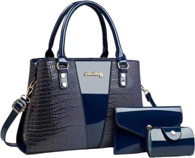 Bovista Handtas Dames - Schoudertas - School - Shopper - Schooltas - Werktas - 3-Delige Set - Blauw