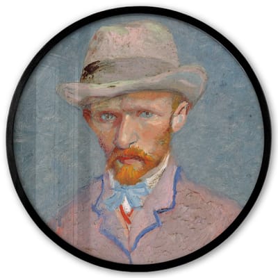 Poster in lijst Rond - Fotolijst 40x40 cm - Posters - Zelfportret - Vincent van Gogh - Ronde posterlijst zwart - Decoratie - Wanddecoratie woonkamer - Muurdecoratie slaapkamer