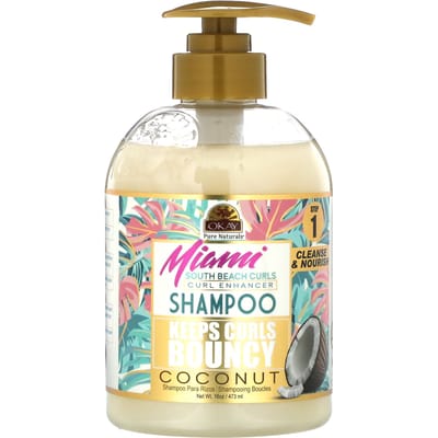 Okay Pure Naturals, Miami South Beach Curls, Shampooing rehausseur de boucles, noix de coco, 473 ml (473ml) beige