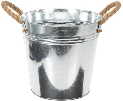 Glanzende metalen emmer met touwgrepen, Ø22cm
