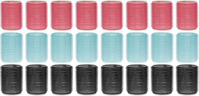 Set van 24 zelfklevende bigoudis - Zelfklevende bigoudis voor mooie krullen - Haarrollen in muntgroen, roze, zwart - Voor kapper zonder warmte (diameter 25 mm, 35 mm, 45 mm)