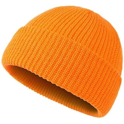 Bonnet tricoté pour homme et femme en laine, mode simple, chaud, solide, automne et hiver orange