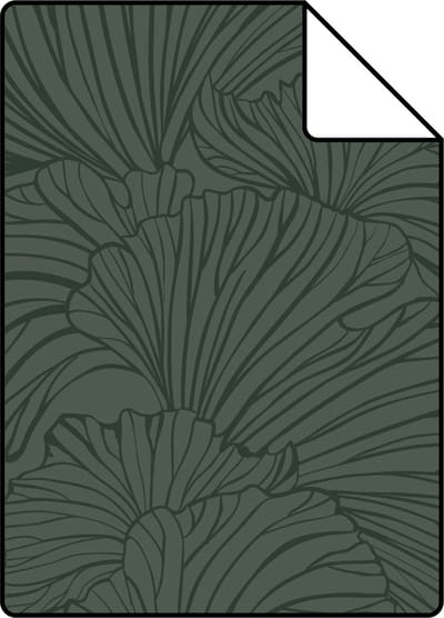Proefstaal ESTAhome behang ginkgo bladeren donkergroen - 26.5 x 21 cm - 139618-S