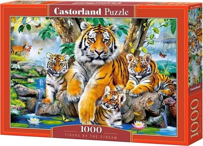 Castorland Tigers by the Stream – Puzzel – 1.000 stukjes – Satijnen afwerking – Perfecte pasvorm – Europese kwaliteit