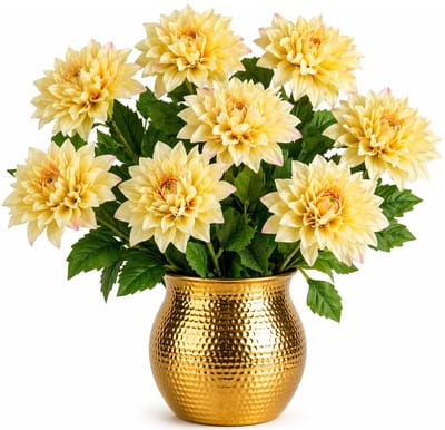 Mica Decorations Kunstbloem Dahlia Artistic - 6x - H74 cm - geel - kunststof - stelen kunstbloemen - boeket - bloemetjes