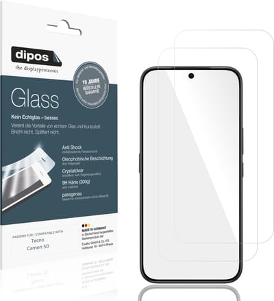 dipos – 2x Pantserfolie geschikt voor Tecno Camon 50 | 9H Screenprotector