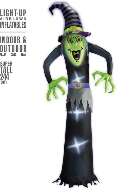 Enorme Opblaasbare Heks Halloween Decoratie met Verlichting