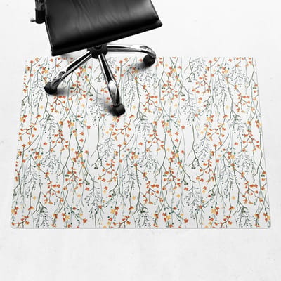 Wallfluent - Vloerbeschermer Herfstbloemen Op Een Tak - 120x90 cm - Wit Vloerbeschermer Bureaustoel - Rechthoekig - Vloerbeschermer Harde Vloer-Computer Stoel Mat-Kantoordecoraties - Boho-patroon