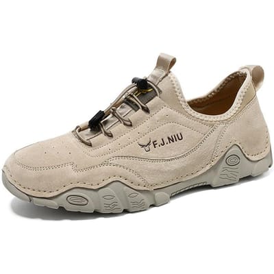 Heren Leer Herfst Trendy Alles-Match Schoenen Zachte Zool Lichtgewicht Rijden Mode Sport en Vrije Tijd Leren Schoenen 46 beige