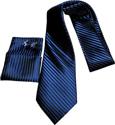 3- Delige zijde blauwe stropdasset - Charme Bijoux