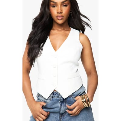 boohoo Dames Aansluitend vest met naaddetails | Ivoor | Maat: 40