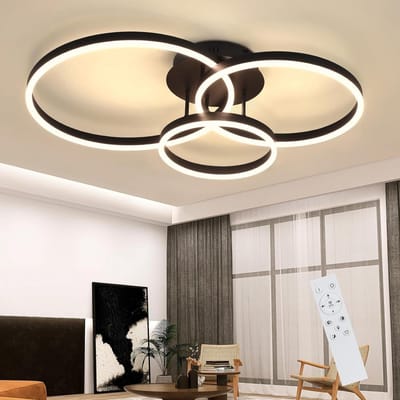 NETTLIFE Plafondlamp LED - Zwart - Ring Design - 3-Lichts - Dimbaar - 74W - Moderne Plafondverlichting- met Afstandsbediening - voor Slaapkamer | Keuken | Woonkamer