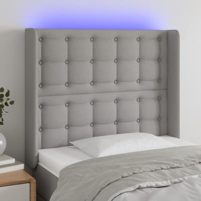 vidaXL - Hoofdbord - LED - 83x16x118/128 - cm - stof - lichtgrijs