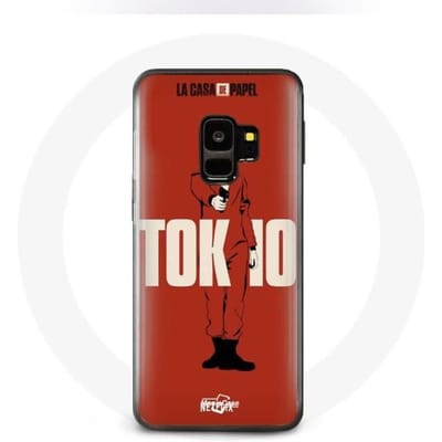 Coque pour Samsung S9 plus La casa de papel Tokyo Fanart logo Fond Rouge
