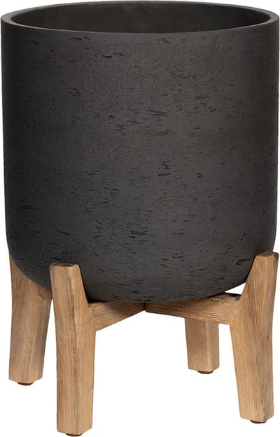 Pottery Pots - Bloempot Charlie L (Feet Low) , Grey Washed - ⌀29.5cm x H34cm - Indoor en Outdoor - Zwart