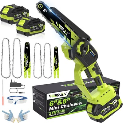 Accu Kettingzaag - Mini Zaag - Tuinonderhoud Snoeien - Borstelloze Motor - 6 & 8 Inch - Zwart
