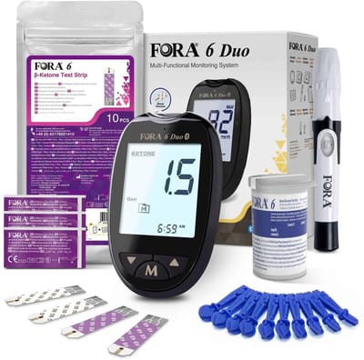 FORA 6 Duo Ketonenmeter - Inclusief Ketose Strips/ Ketonen Strips - Keto Meter - Ketonen Meter Bloed