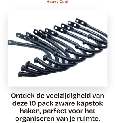 Dailygoods- Haken 10 Pack Zware Wandmontage - Retro Haken - Utility Haken - Voor Sjaal/Tas/Handdoek - Hoogwaardig Materiaal - Inclusief Schroeven - Kapstok