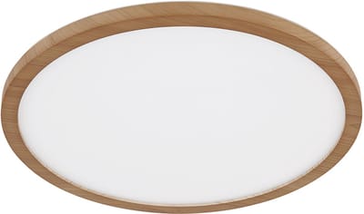 Plafondlamp badkamerlamp houtlook woonkamerlamp plafondlamp LED achtergrondverlichting, IP44, gesatineerd opaal, 1x LED 24W 2300lm 3000K warm wit, DxH 42x2,5 cm
