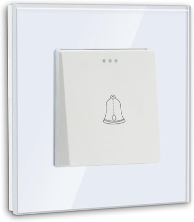 Deurbel Drukknop - Paneel Schakelaar - Toegangscontrole - Kristal Glas - 8.6 x 8.6 cm - Wit
