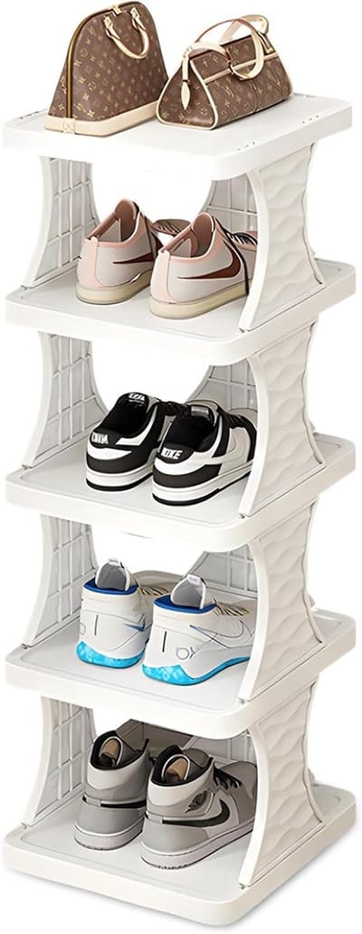 Schoenenrek 5 niveaus - Schoenenkast smal - Schoenen opbergen - Ruimtebesparend ontwerp - Afneembaar - Wit
