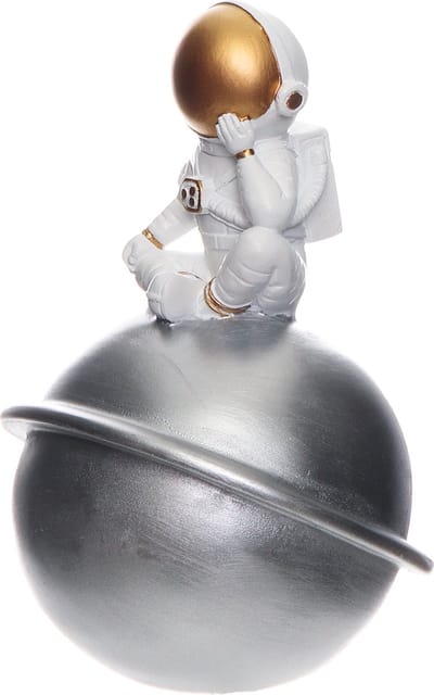 Spaarpot Astronaut op Maan 18cm – Ruimtevaartdecoratie voor Feesten, Cadeaus en Hobbyprojecten