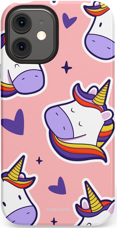 Casetastic Hoesje Geschikt voor Apple iPhone 12 Mini - Stijlvolle Beschermende Duo-layer Case - Unicornhart
