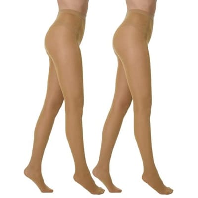 Collants Scintillants Manzi Pour Femmes, Reflets Métalliques, 50 Deniers, Opaques, Taille Haute Lot de 2 beige