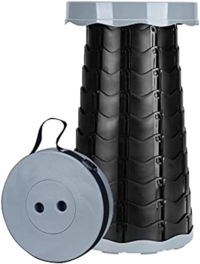 Draagbare telescopische opvouwbare kruk, stevig en lichtgewicht met een draagvermogen van 180 kg, ideaal voor kamperen, vissen, wandelen en BBQ's, inclusief handige draagriem voor binnen en buiten.