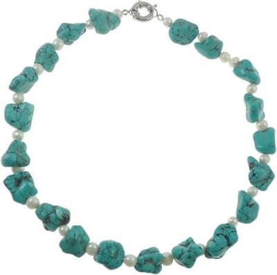 Zoetwater parel ketting Dominique - echte parels - edelstenen - turkoois - wit - groen - zilver - luxe sieraden zakje - parelketting dames - edelstenen ketting dames