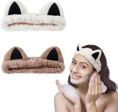 Set van 2 Haarbanden voor Make-up Verwijdering met Kattenoren - Ideaal voor Cosmetica en Schoonheid